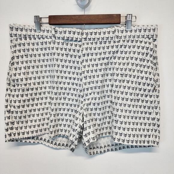 Ralph Lauren Skull Print Shorts Mens 36 White Black 4" Inseam Altered Chino Flat - Picture 1 of 8
